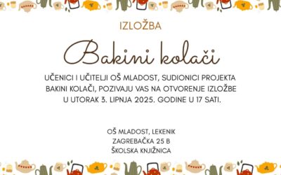 Pozivnica na otvorenje izložbe Bakini kolači